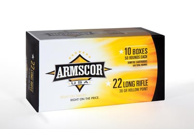 Armscor 22 Long Rifle 36 Grain HVHP 500 Rounds - $74.50