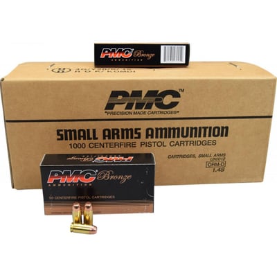 PMC Bronze 40 S&W Handgun Ammunition 180 gr FMJ 985 fps 1000/case - $339.99 