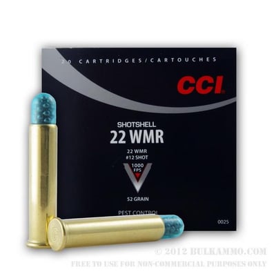 CCI .22 WMR 52-Gr. 12 Shot 20 Rnds - $9.99 (Free S/H over $50)