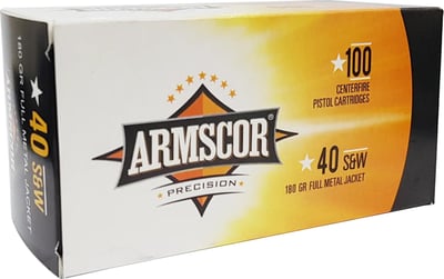 Armscor 50316 Pistol Value Pack 40 S&W 180 gr Full Metal Jacket (FMJ) Value Pack Handgun Ammo - 100 Rounds - 134136 - $35.99 (FREE Shipping over $50)