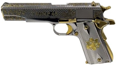 Auto Ordnance HGA .45 ACP 5" barrel 1/7RD MAG 1911A1 Nickel Plated TRUMP 45 GOLD ACCENTS - $2499.99