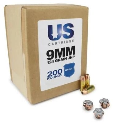 US Cartridge 9mm 124-Gr. JHP (LE Contract Overrun) 200 rounds - $72.19 w/code "5OFFJUNE24" (Free S/H over $149)