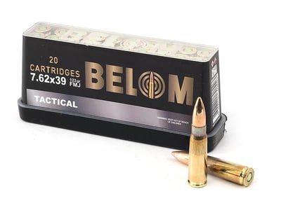 BELOM 7.62x39 123gr Full Metal Jacket Brass Ammunition 20 Rounds - $11.99 (Free S/H on Firearms)