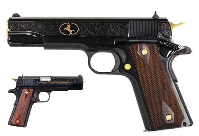 COLT 1911 Heritage Classic Series 38 Super 5" 9+1 Pistol - Blued Scroll Engraving / Wood Grips - $1399.99 
