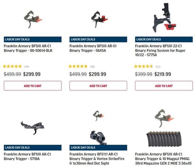 Franklin Armory - August 30-September 3rd - @ Palmetto State Armory