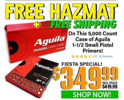 Aguila No. 1-1/2 Small Pistol Primers 5000 Count Case - $349.99 + Free S/H