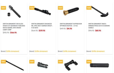 15% off Griffin Armament Parts @ Dirty Bird Industries - $0 (FREE Shipping over $50)