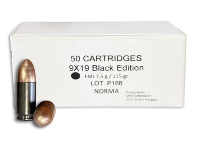 Norma Black Edition 9mm Luger FMJ 115 gr 20 boxes (1000 rounds) - $248 (FREE Shipping over $150)