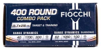 Fiocchi 5.7x28mm Combo Pack, 400rds - 57COMSUB - $199.99 