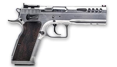 SALE ITEM Tanfoglio IFG TFSTOCKM9 Defiant Stock Master 9mm Luger 17+1 4.75" Hard Chrome Steel/ Wood Grip - $1048.47