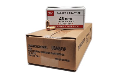 Winchester USA 45ACP 230 Grain FMJ Handgun Ammo 500 round case - $154.95 