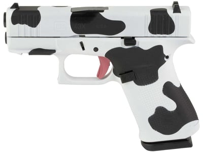 Glock 43X 9mm 3.41" Barrel, 10 Rds, Skydas Custom Cow Print Cerakote Finish - $499.99 