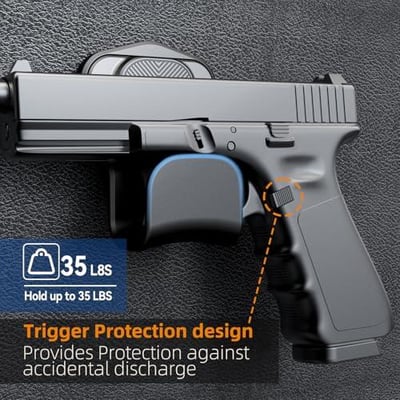 LINKNOWN Gun Magnet Mount 35 Lbs Rating Magnetic Gun Mount HQ Rubber Coated for Car, Truck, Desks, Safes, and Walls - $15.99 + FREE Shipping