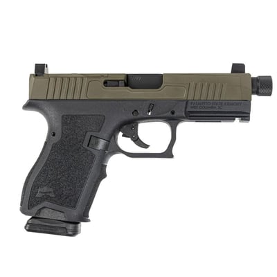 PSA Dagger Compact 9mm Pistol With Extreme Carry Cuts RMR Slide, Ameriglo Lower 1/3 Co-Witness Sights, & Threaded Barrel - 2-Tone Sniper Green With PSA Soft Case - $309.99 