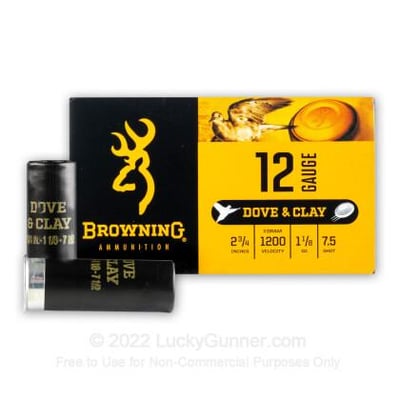 Browning Dove & Clay 12 Gauge 2-3/4" 1-1/8oz. #7.5 Shot 250 Rounds - $115 