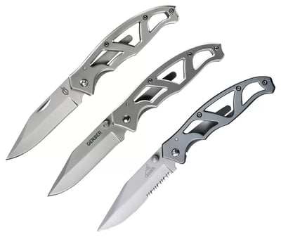 Gerber Stainless Steel Paraframe I Plain Edge, Paraframe II Serrated & Paraframe Mini Plain Edge Folding Knife Combo - $18.73 (Free S/H over $50)