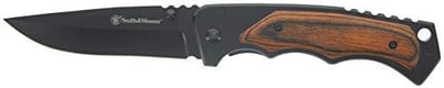 Smith & Wesson 8.5in S.S. Folding Knife with 3.7in Drop Point Blade and S.S. and Real Wood Insert Handle for Outdoor, Tactical, Survival and EDC - $10 + FREE Shipping