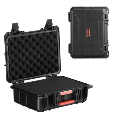 VEVOR Weatherproof Hard Case, Heavy Duty Protective Dry Box with Pre-cut Foam, Retractable Pull Handles IP67(14.96x11.81x5.51) - $28.9 + FREE Shipping