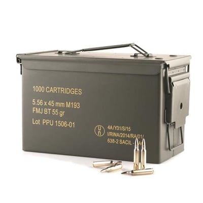 PPU 5.56X45 M193 With Ammo Can 1000 Rounds - $746.75