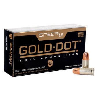 On Sale: Speer Gold Dot LE Duty, 9MM, 124 Grain JHP, 50/Box - $29.99 