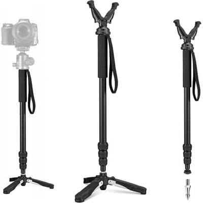 50% off Trakiom Shooting Stick Rifle Monopod with 360° Rotatable V Yoke Rest, Hunting Rifle Tripod with Tri-Stand Base Gun Stick for Shooting and Hunting, Black w/code 6BVS2Z7A - $22.99 + FREE Shipping
