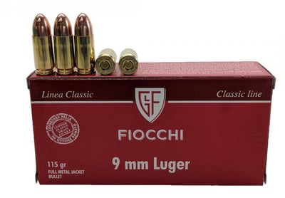 Fiocchi Classic Line 9mm FMJ 115 Grain 50rd box - $17.99