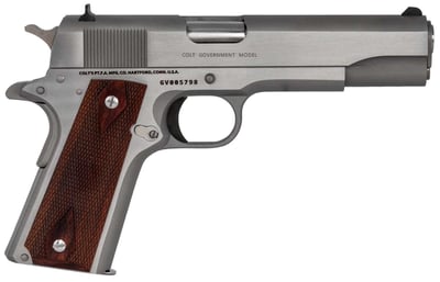 Colt Mfg O1911CSS 1911 Government 45 ACP 5" 7+1 Stainless Steel Rosewood Grip - $894.99