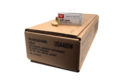 Winchester USA 40 S&W 165 Grain FMJ Handgun Ammo 500 round case - $129.95 
