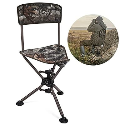 KEMIMOTO 360 Degree Tripod Swivel Hunting Chair, Folding Camo Blind Chair with Backrest, Height Adjustable for Hunting Fishing Camping - $68.79 + FREE Shipping