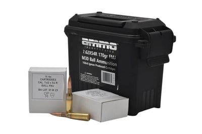 AMMO INC. 7.62x54R M30 Ball IGM76254R 170 Grain Full Metal Jacket Rifle Ammo - 150RDS - IGM76254R - $129.99 (FREE Shipping over $50)