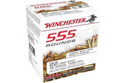 Winchester 22 LR 36 gr Copper Plated Hollow Point 555 Round Brick - $41.99