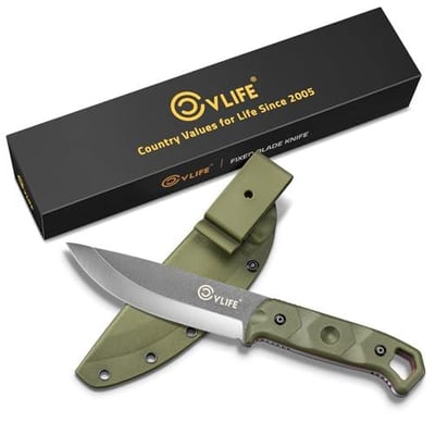 30% off CVLIFE Full Tang Fixed Blade Knife with Sheath, 5.1" Sharp Blade Made of D2 Steel with Nylon Fiberglass Handle,Survival Knife for Men Outdoor Hunting Camping and EDC Bushcraft,Green w/code 9KP5FXWB + FREE Shipping