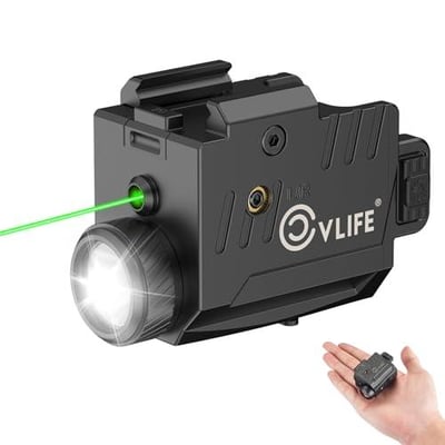 40% off CVLIFE 800 Lumens Pistol Laser Light Combo with Slide Rail, Strobe Mode for Rechargeable Gun Light Compatible with Glock and Picatinny Rail, Tactical Flashlight with Green Laser Beam for Home Defense w/code 6KX2QKQB + FREE Shipping