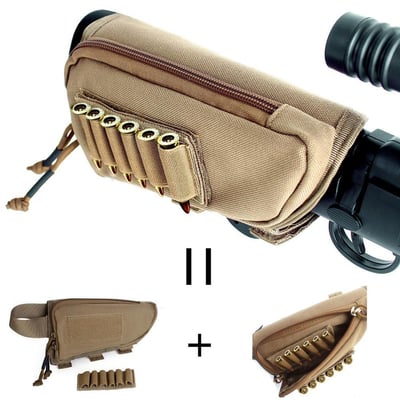 Tactical Buttstock Cheek Holder w/ Zippered Utility Pouch and Ammo Carrier (Soil-Right) - $10.99 + Free S/H over $25 (Free S/H over $25)