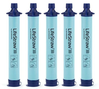 LifeStraw Personal Water Filter for Hiking, Camping, Travel, and Emergency Preparedness, 5 Pack, Blue - $52 (Free S/H over $25)