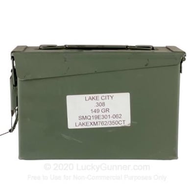 Lake City 7.62x51mm 149 Grain FMJBT M80 350 Rounds in Ammo Can - $299