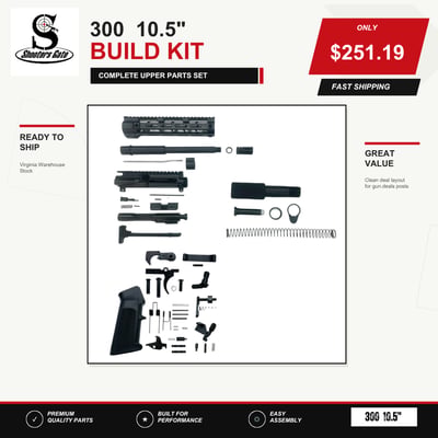 AR-15 300 Blackout 10.5" Pistol Build Kit (Unassembled) - Black - $251.19(CODE:GD105) 