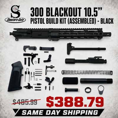 AR-15 300 Blackout 10.5″ Pistol Build Kit (Assembled) – Black - $388.79 