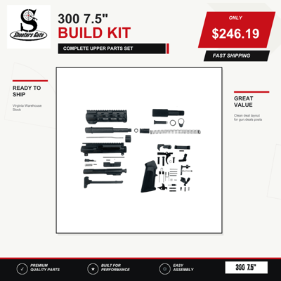 AR-15 300 Blackout 7.5" Pistol Build Kit (Unassembled) - Black - $246.19(GD75) 