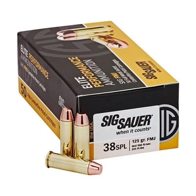 Sig Sauer Elite Performance FMJ Handgun Ammo - 50 Rounds - 125 Grain - .38 Special - $24.99 (Free Shipping over $50)