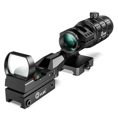 42% off CVLIFE 1X22X33 Red Green Dot Sight and 3X Magnifier Combo, Motion Awake Multi-Reticle Circle Dot Open Reflex Sight with Flip-to-Side Magnifier, Absolute Co-Witness Mount for 21MM Picatinny w/code DVPWZIK5 - $74.23 + FREE Shipping