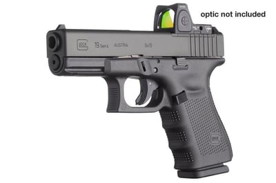 Glock 19 Gen 4 M.O.S. Compact 9mm Pistol, 4" Barrel, 15-Round - $599.99 (Free Shipping over $50)