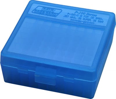 MTM 100 Round Flip-Top Ammo Box 38/357 Cal Clear Blue/Red - $2.22 (add on item) (Free S/H over $25)