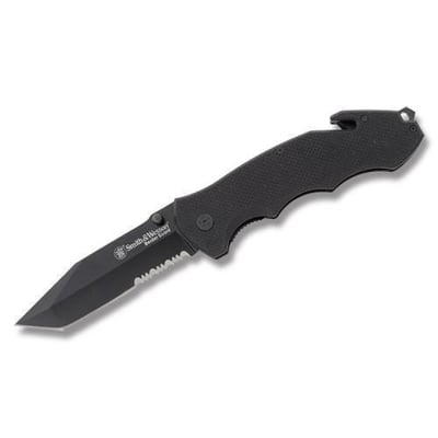 Smith and Wesson SWBG6TS Border Guard 5 Liner Lock Black Half-Serrated Tanto Blade Knife - $13.42 & FREE Shipping (Free S/H over $25)