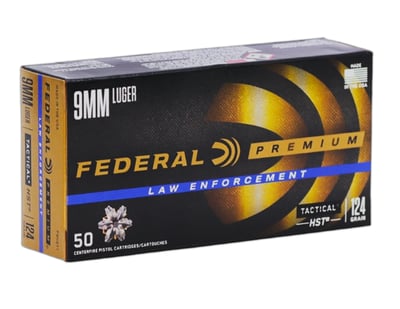 Federal Premium LE Tactical 9mm 124gr HST Jacketed Hollow Point Ammo, 50rds - $27.99 