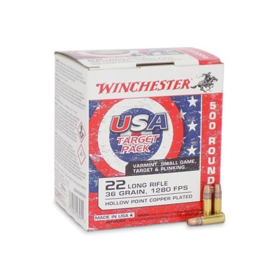 Winchester .22 LR 36 gr CPHP 500 Rounds Ammunition - USA22LR500 - $26.99 