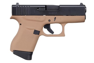 Glock 43 9mm Single Stack Pistol with Cerakote Faded Dark Earth Frame and Black Slide - $549.99