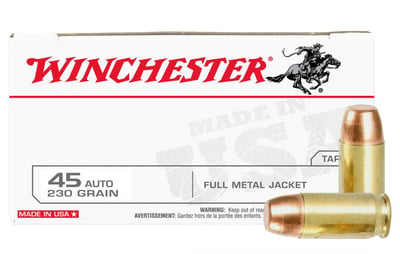 Winchester 45 Auto 230 gr FMJ Police Trade-in Ammo 50/Box - $21.99  ($7.99 Shipping On Firearms)