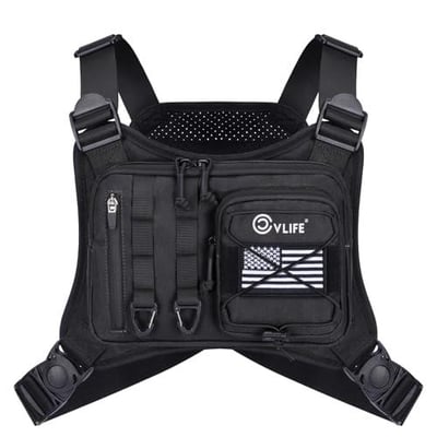 CVLIFE Outdoor Chest Bag for Men, Tactical Chest Pack, Adjustable Running Vest Bag, Lightweight Anti-theft EDC Rig for Hiking w/code 35CHESTPACK + FREE Shipping