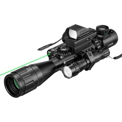 MidTen 3-9x40 6 in 1 Combo with Dual Illuminated Scope Optics & 4 Holographic Reticle Red/Green Dot Sight & IIIA/2MW Green Laser Sight & Pressure Remote Switch & 20mm Mount - $63.99 w/code "OMG65XP4" + FREE Shipping